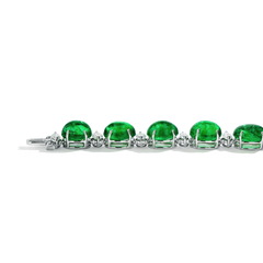 Zambian Cabachon Emerald and Diamond Bracelet