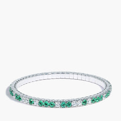3 Carat Emerald and Diamond Stretch Bangle Bracelet