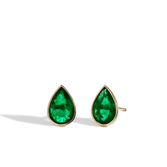 Zambian Emerald Tear Drop Stud Earrings