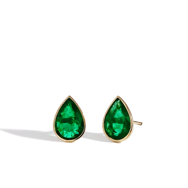 Zambian Emerald Tear Drop Stud Earrings