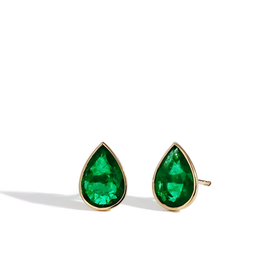 Zambian Emerald Tear Drop Stud Earrings - J.R.DUNN product