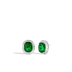 20 Carat Zambian Emerald and Diamond Halo Stud Earrings