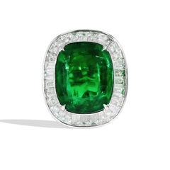 20 Carat Zambian Emerald and Diamond Halo Stud Earrings