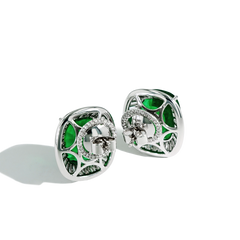 20 Carat Zambian Emerald and Diamond Halo Stud Earrings