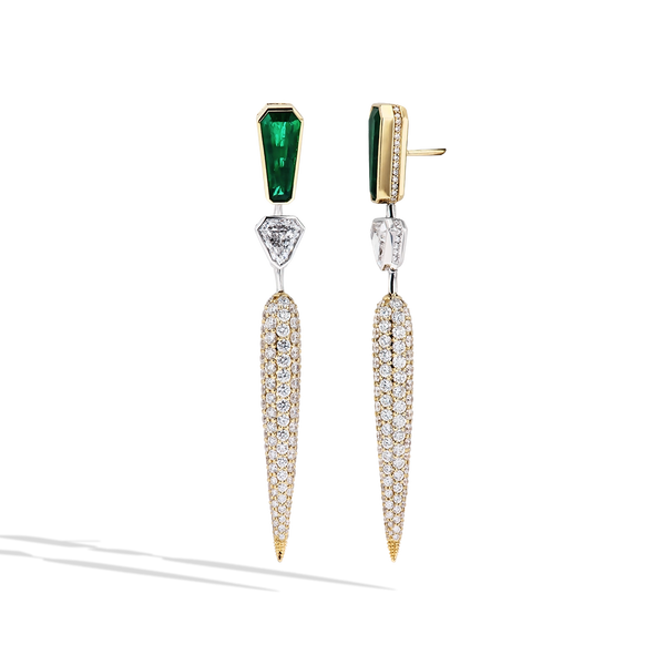 Zambian Emerald and Diamond Earrings