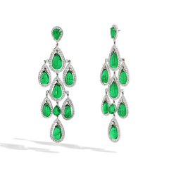 Zambian Emerald and Diamond Chandelier Drop Earrings