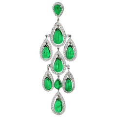 Zambian Emerald and Diamond Chandelier Drop Earrings