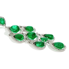 Zambian Emerald and Diamond Chandelier Drop Earrings