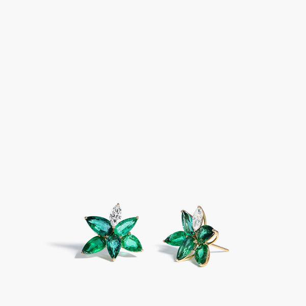 11 Carat Emerald Flower Stud Earrings