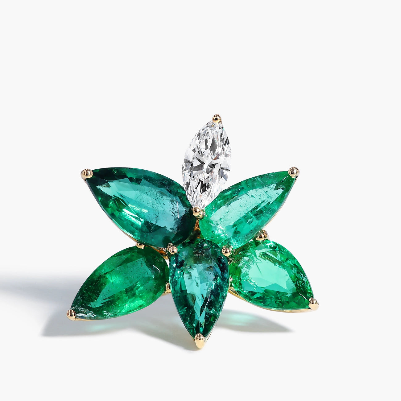 11 Carat Emerald Flower Stud Earrings