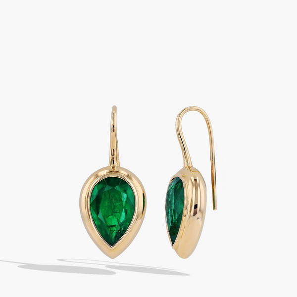 8 Carat Tear Drop Zambian Emerald Drop Earrings