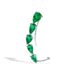Curved Tear-Drop Emerald Ear Cuff