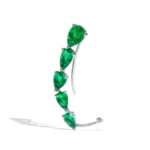 Curved Tear-Drop Emerald Ear Cuff