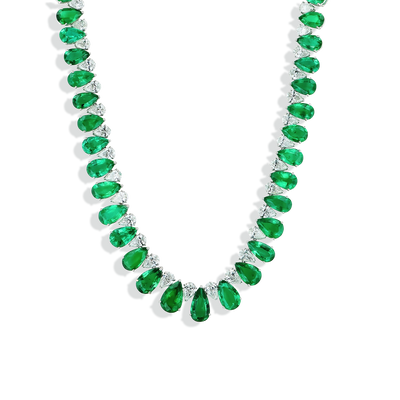 Zambian Emerald and Diamond Pear-Shaped Necklace - J.R.DUNN product