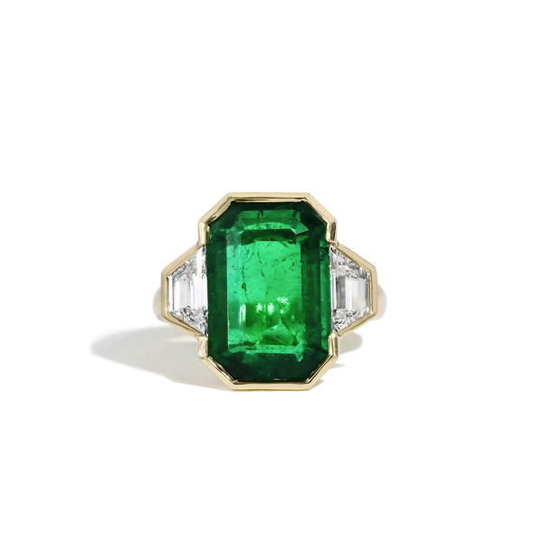 7 Carat Zambian Emerald and Diamond Side Stone Ring