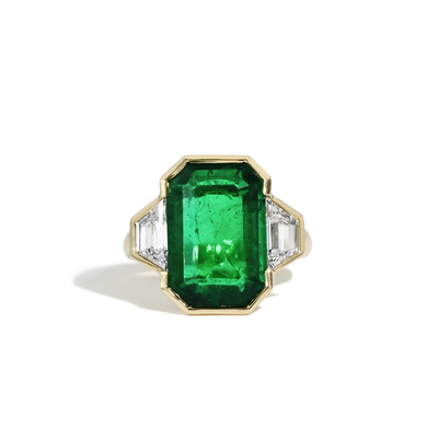 7 Carat Zambian Emerald and Diamond Side Stone Ring - Private Label  product