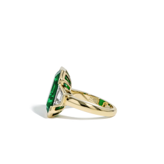 7 Carat Zambian Emerald and Diamond Side Stone Ring