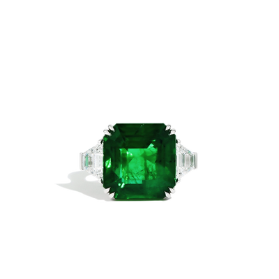 12 Carat Zambian Emerald and Diamond Side Stone Ring - Private Label  product