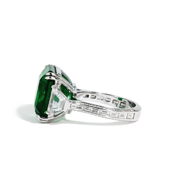 12 Carat Zambian Emerald and Diamond Side Stone Ring
