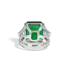 12 Carat Zambian Emerald and Diamond Side Stone Ring