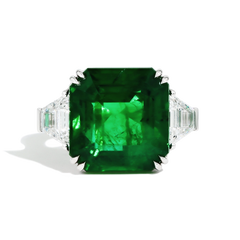 12 Carat Zambian Emerald and Diamond Side Stone Ring
