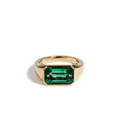 Zambian Emerald Bezel Signet Ring