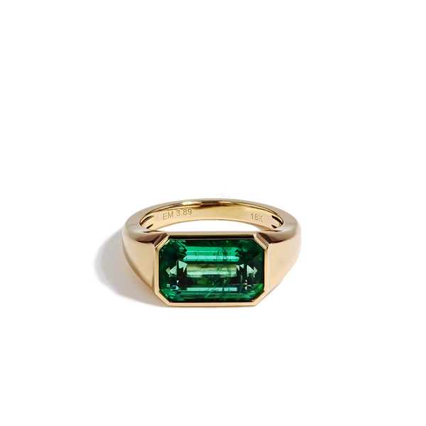 Zambian Emerald Bezel Signet Ring