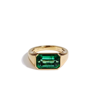 Zambian Emerald Bezel Signet Ring - J.R.DUNN product