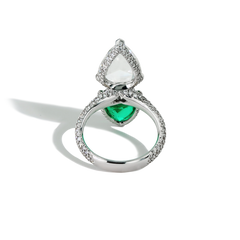 2 Carat Zambian Emerald and Diamond Two-Stone Ring