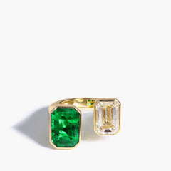 3 Carat Zambian Emerald and Diamond Open Ring