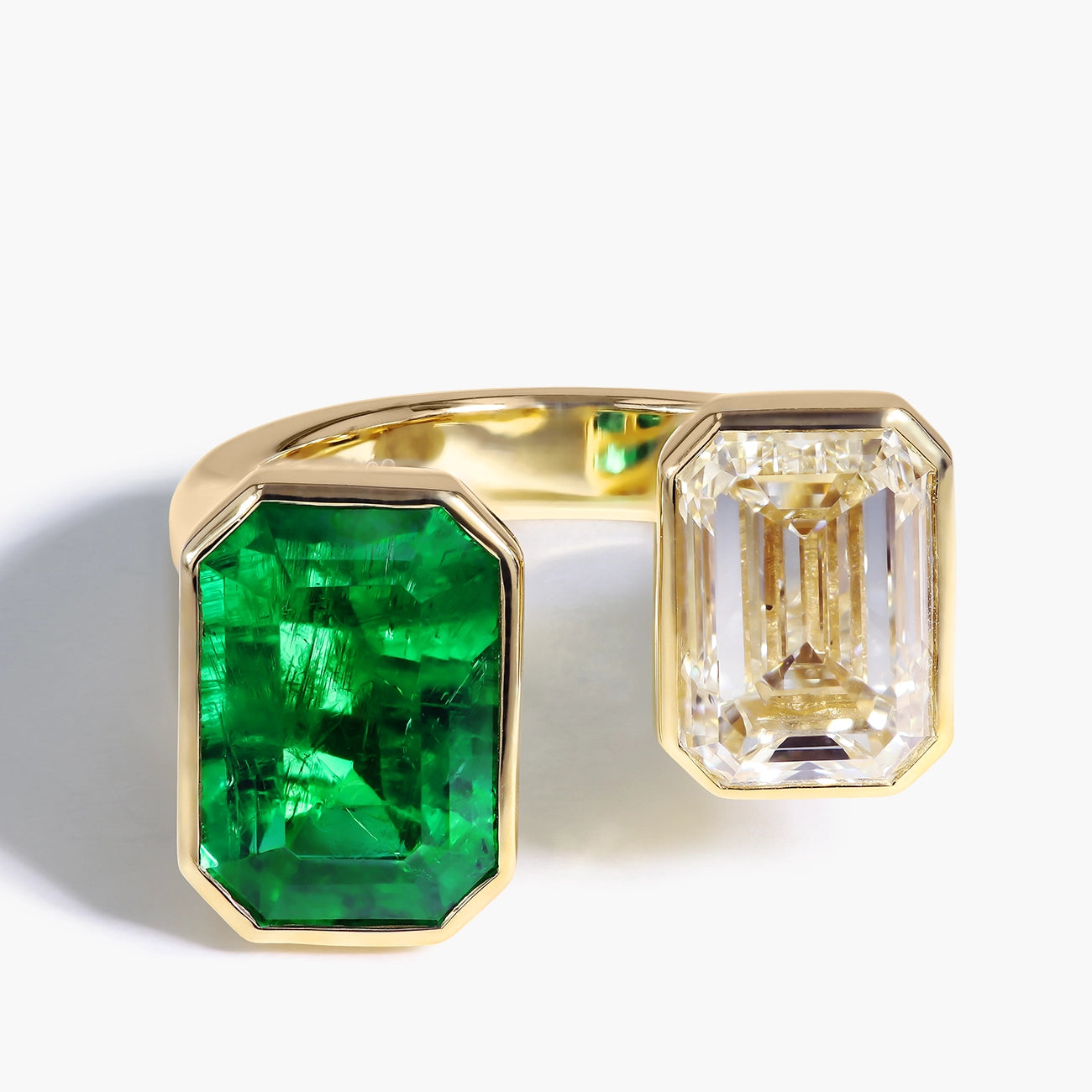 3 Carat Zambian Emerald and Diamond Open Ring