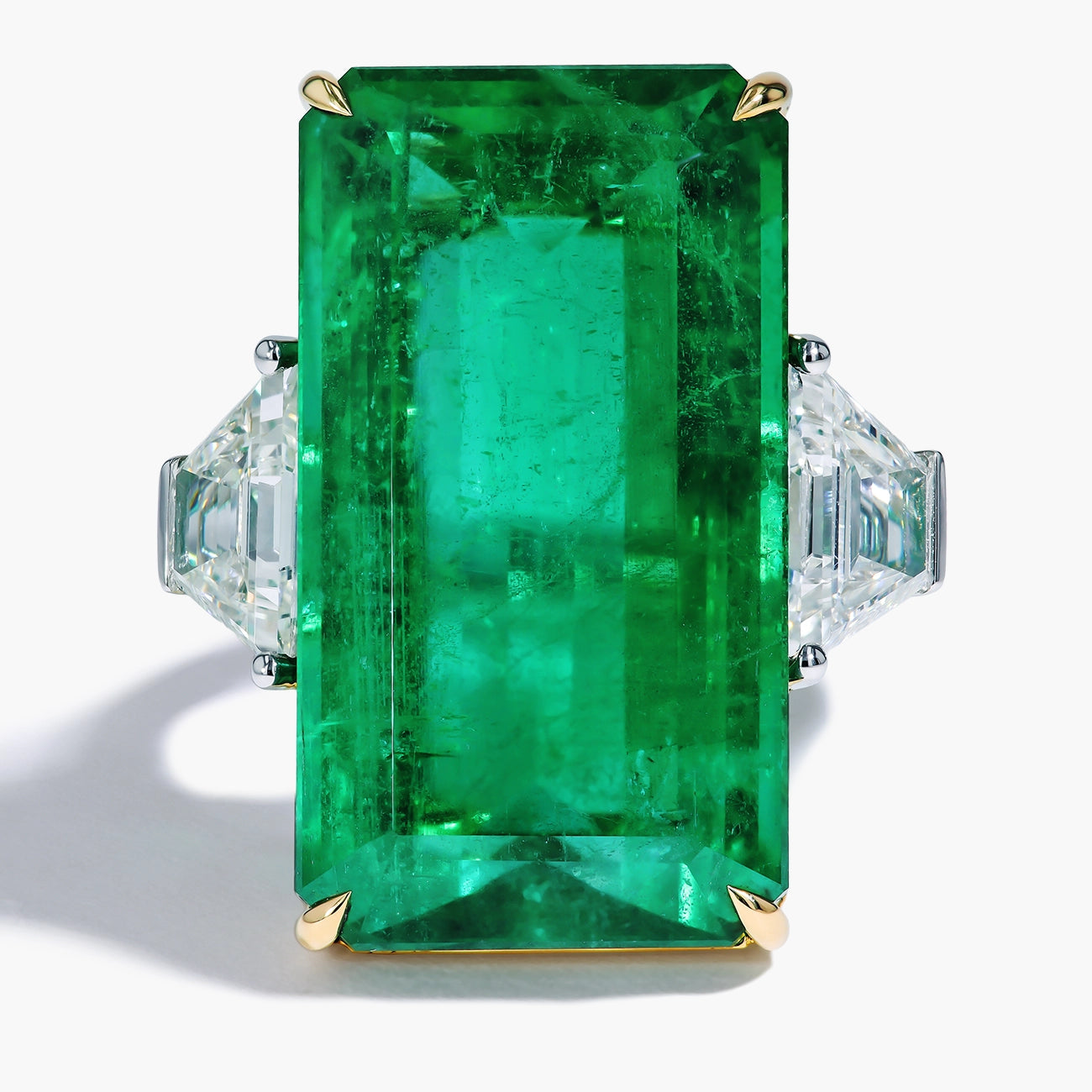 26 Carat Zambian Emerald Three-Stone Ring