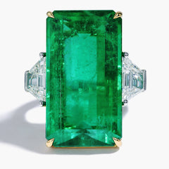 26 Carat Zambian Emerald Three-Stone Ring