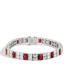 6 Carat Alternating Ruby and Diamond Bracelet