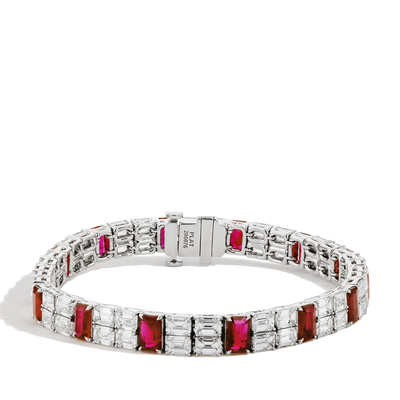 6 Carat Alternating Ruby and Diamond Bracelet - Private Label  product
