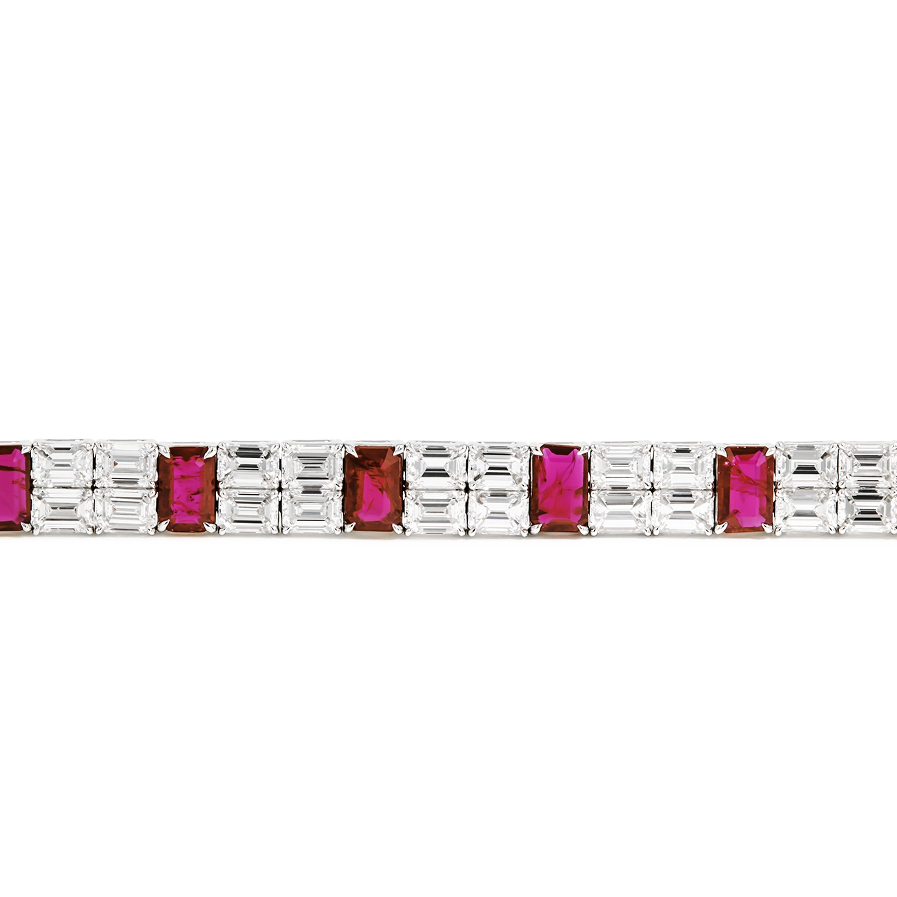 6 Carat Alternating Ruby and Diamond Bracelet