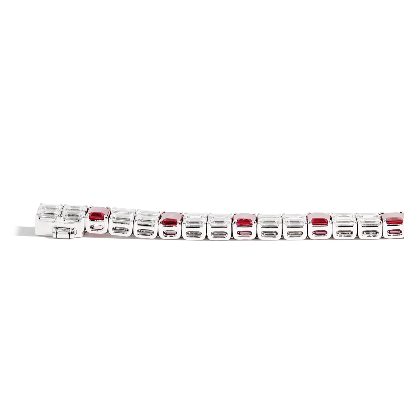 6 Carat Alternating Ruby and Diamond Bracelet