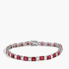10 Carat Ruby and Diamond Carre Bracelet