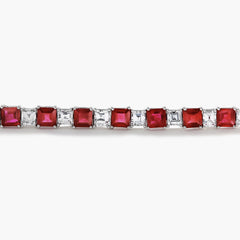 10 Carat Ruby and Diamond Carre Bracelet