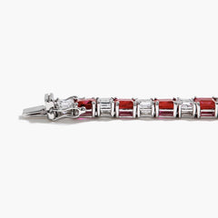 10 Carat Ruby and Diamond Carre Bracelet