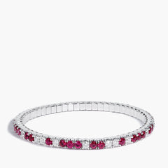 3.80 Carat Rubies and Diamonds Stretch Bangle Bracelet
