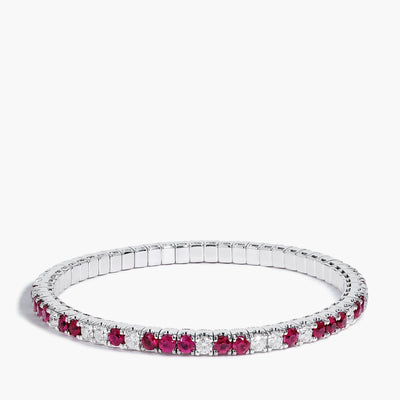 3.80 Carat Rubies and Diamonds Stretch Bangle Bracelet - Private Label product