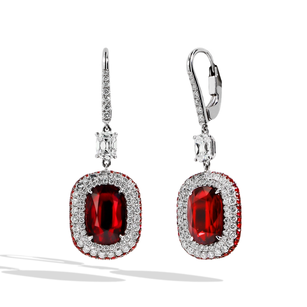 10 Carat Mozambique Ruby and Diamond Drop Earrings in 18K White