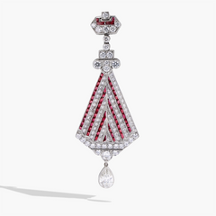 Ruby and Diamond Fan Dangle Earrings