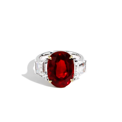 Mozambique Ruby and Diamond Side Stone Ring - Private Label  product