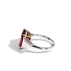 Mozambique Ruby and Diamond Side Stone Ring