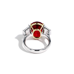 Mozambique Ruby and Diamond Side Stone Ring