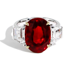 Mozambique Ruby and Diamond Side Stone Ring