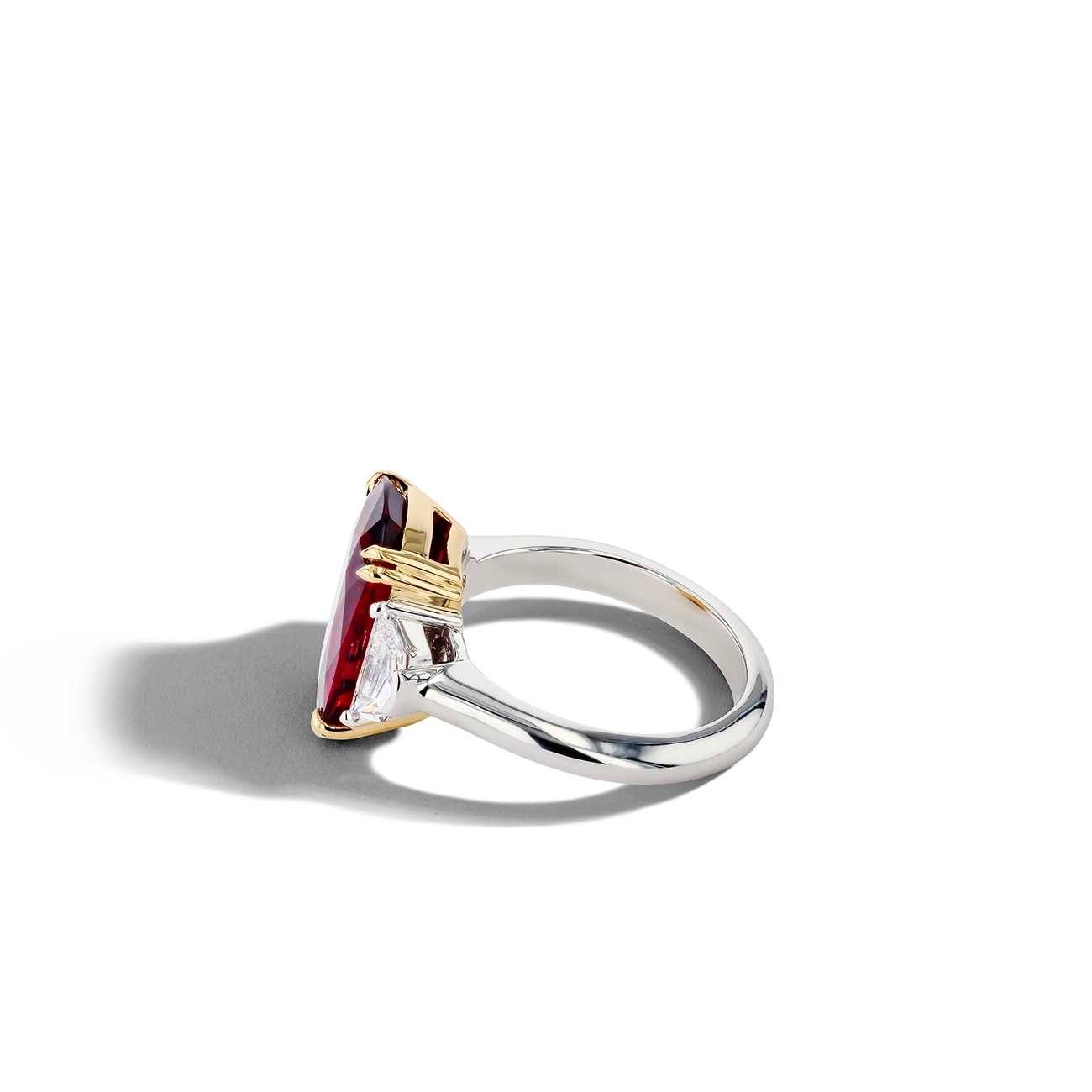 7 Carat Oval Ruby Three-Stone Ring