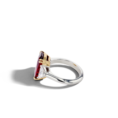7 Carat Oval Ruby Three-Stone Ring